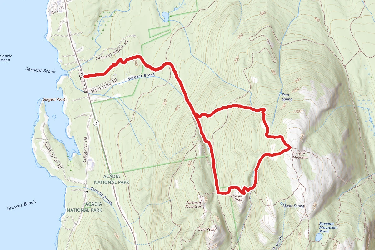 Sargent Mountain and Gilmore Peak via Giant Slide Trail