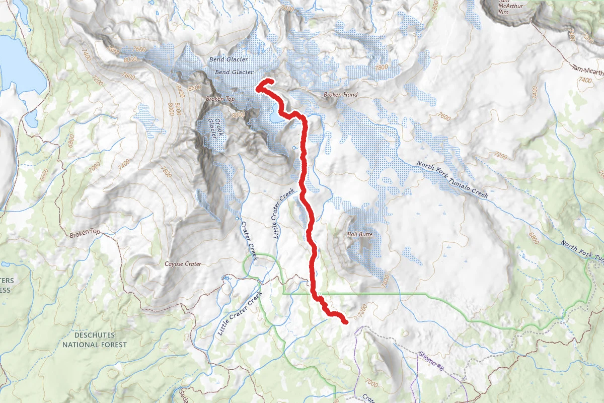 No Name Lake and Bend Glacier via Broken Top Trail