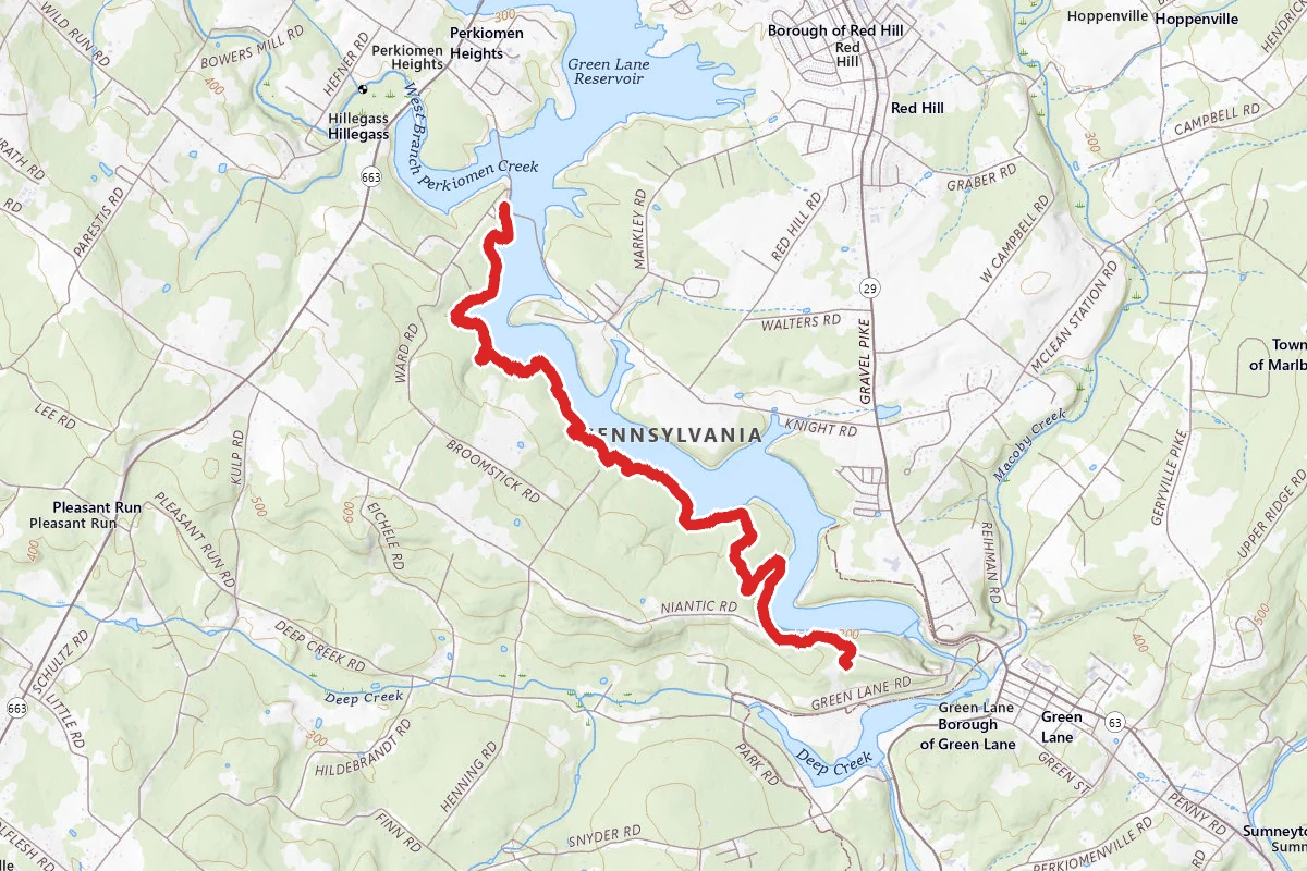 Blue Trail along Green Lake Reservoir