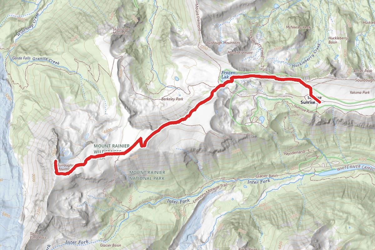 Burroughs Mountain Trail route map
