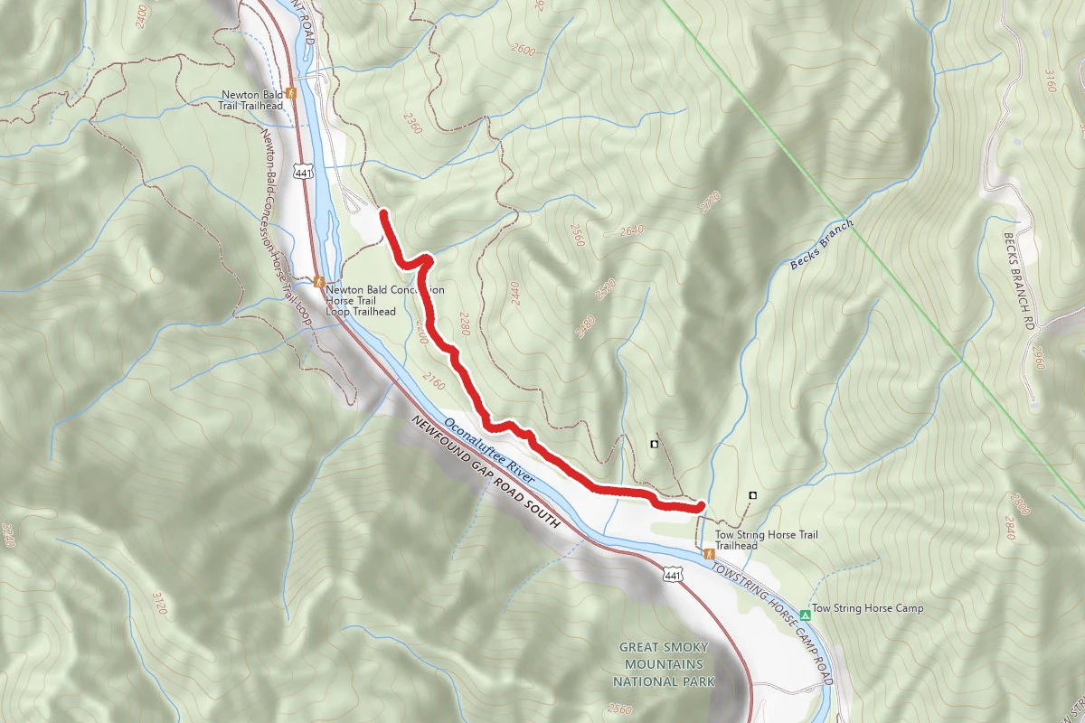 Smokemont Stables Trail to Towstring Horse Trail