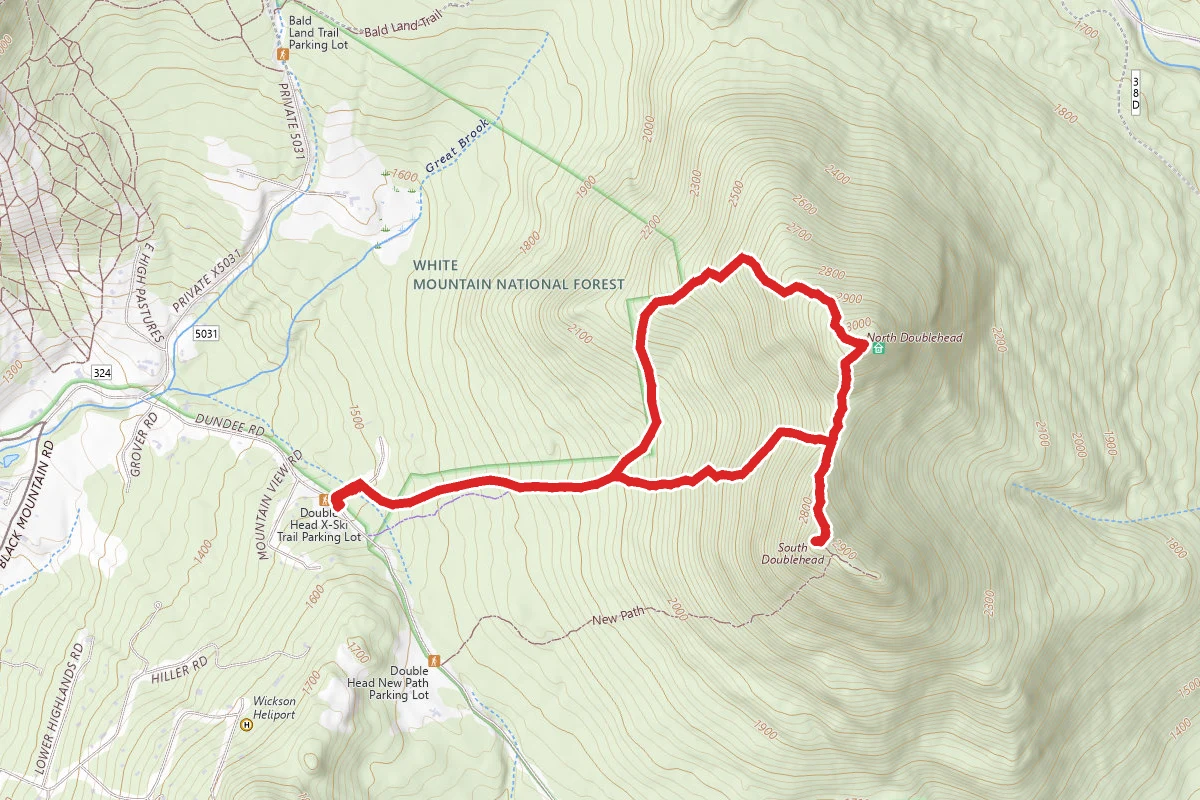 Doublehead Ski Trail to North and South Doublehead