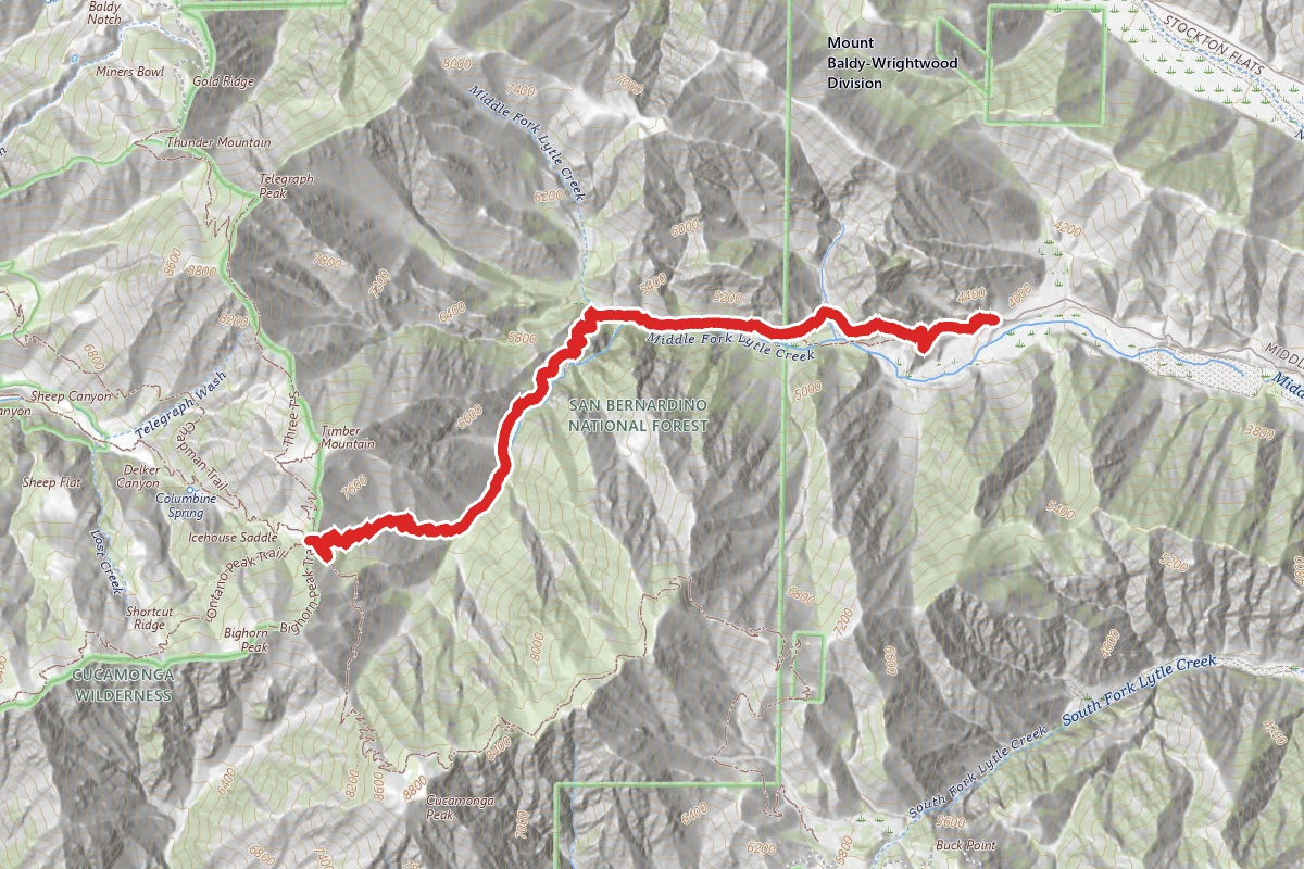 Middle Fork Trail to Icehouse Saddle