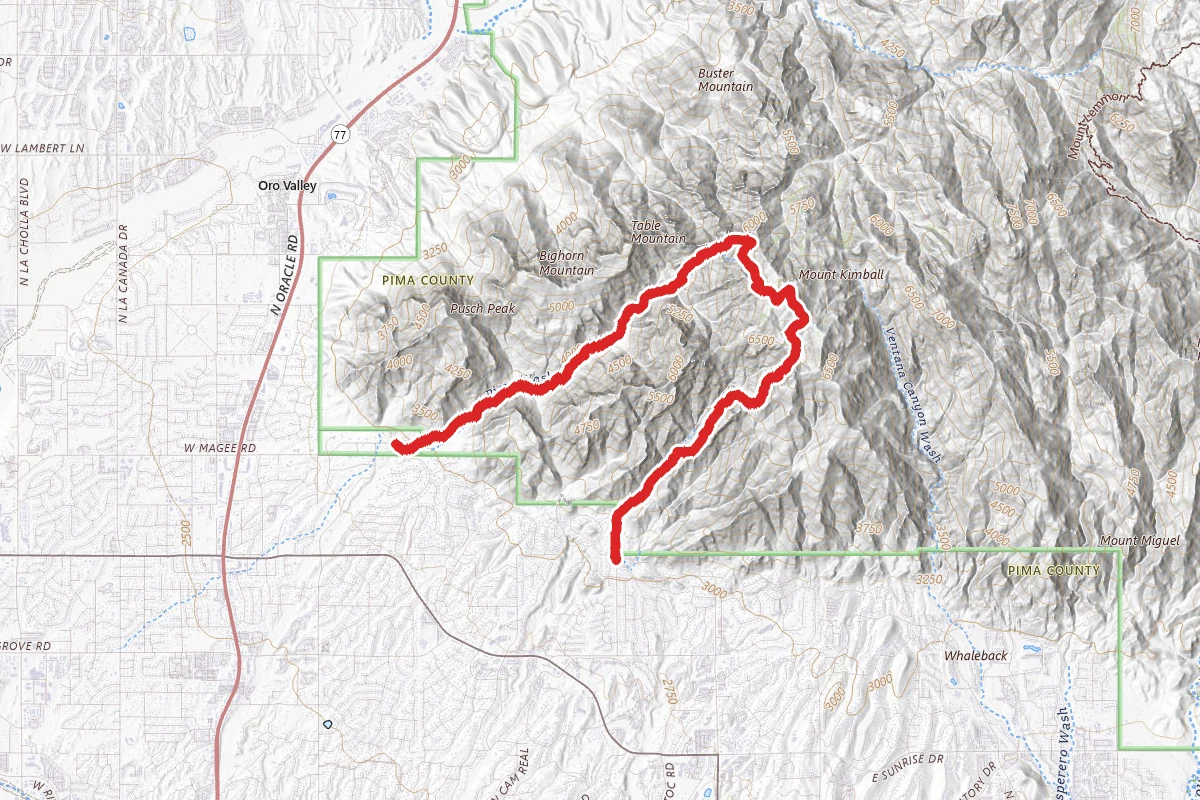 Finger Rock to Pima Canyon Trail