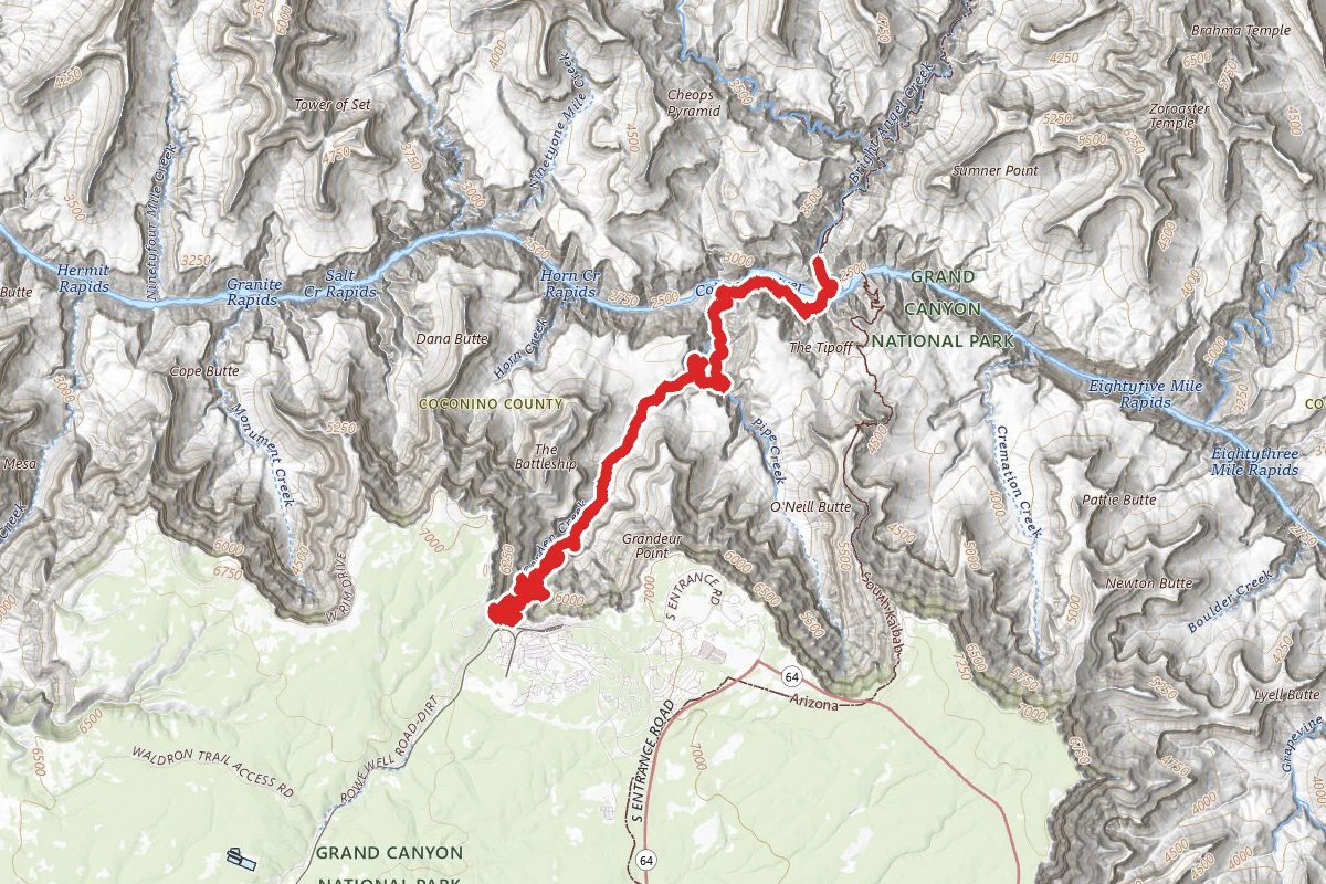 Bright Angel Trail to Bright Angel Campground and River Trail