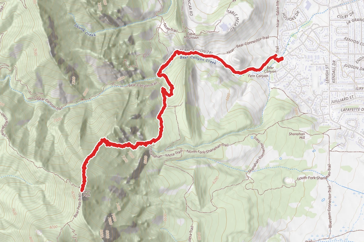Bear Peak via Bear Canyon, Mesa and Fern Canyon Trail