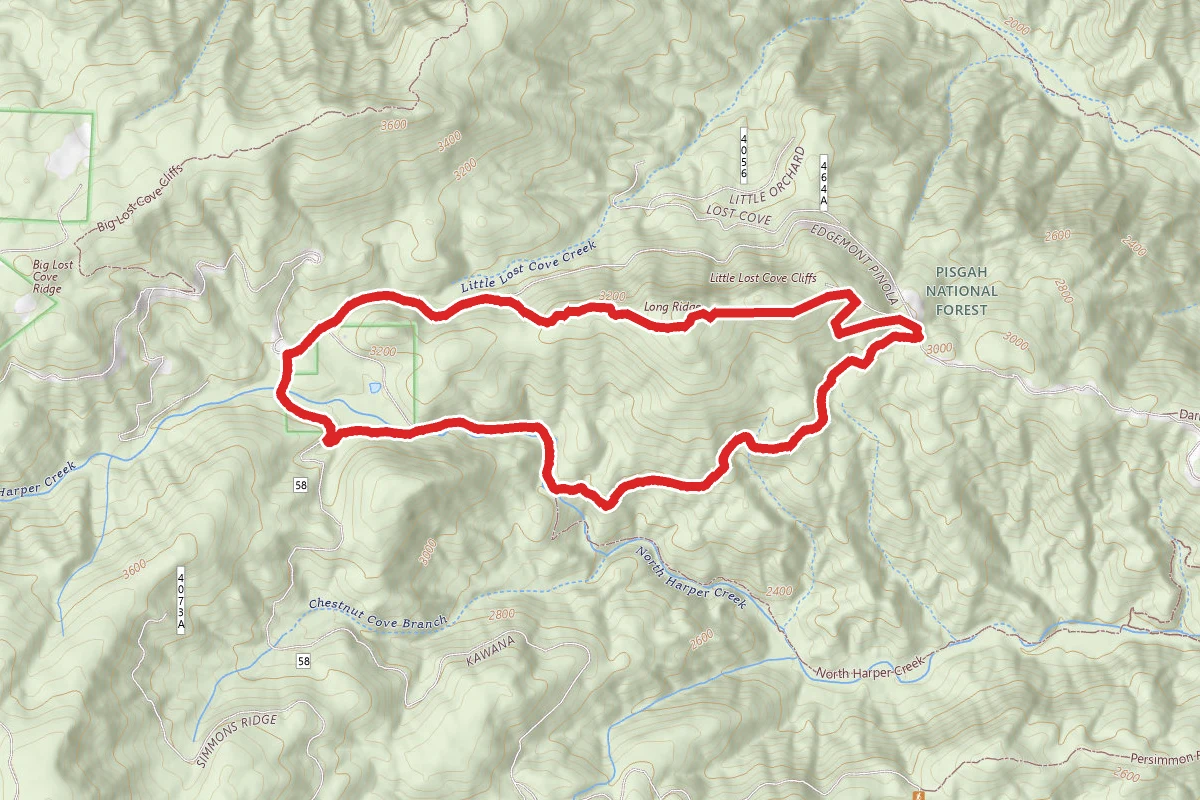 Little Lost Cove Cliffs Trail (271A) and North Harper Creek Trail (266)