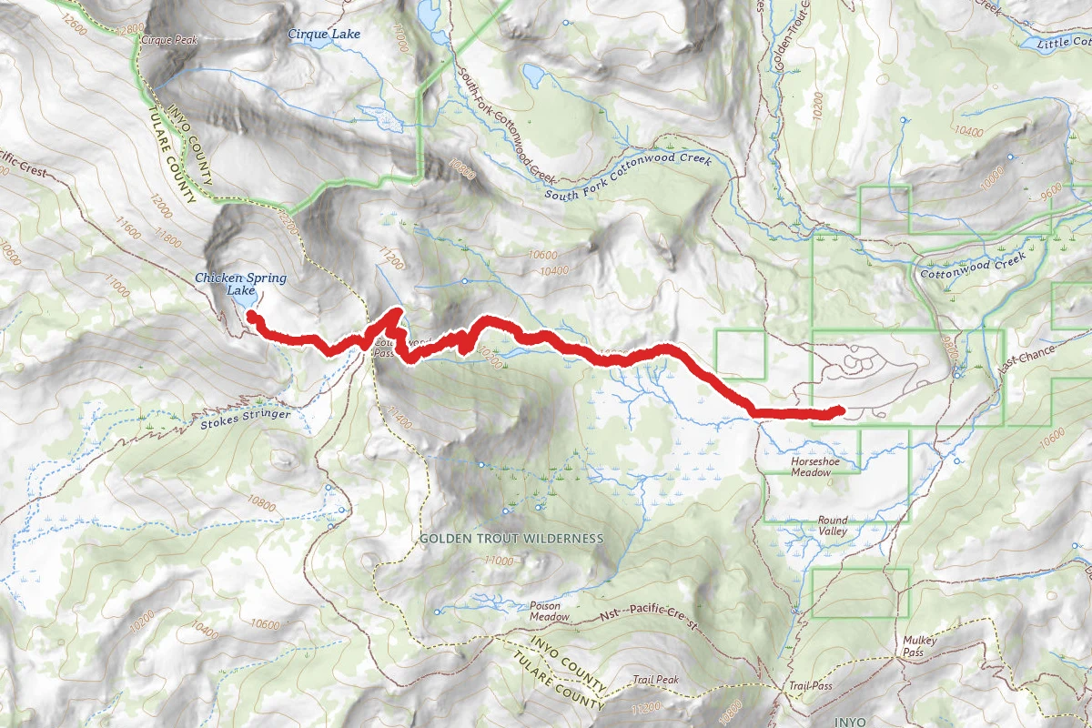 Chicken Spring Lake via Cottonwood Pass Trail