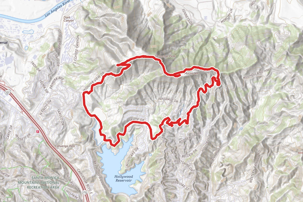 Burbank Peak to Hollywood Sign to Upper Lake Hollywood Loop
