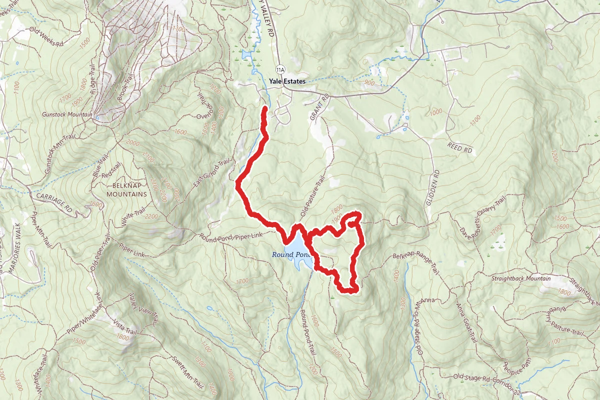 Mount Klem and Mount Mack via Gilford Fire Road and Round Pond Trail