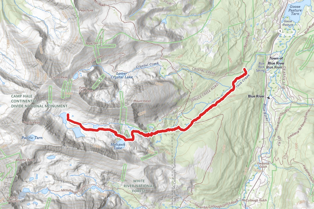 Spruce Creek Trail to Mohawk Lakes Trail