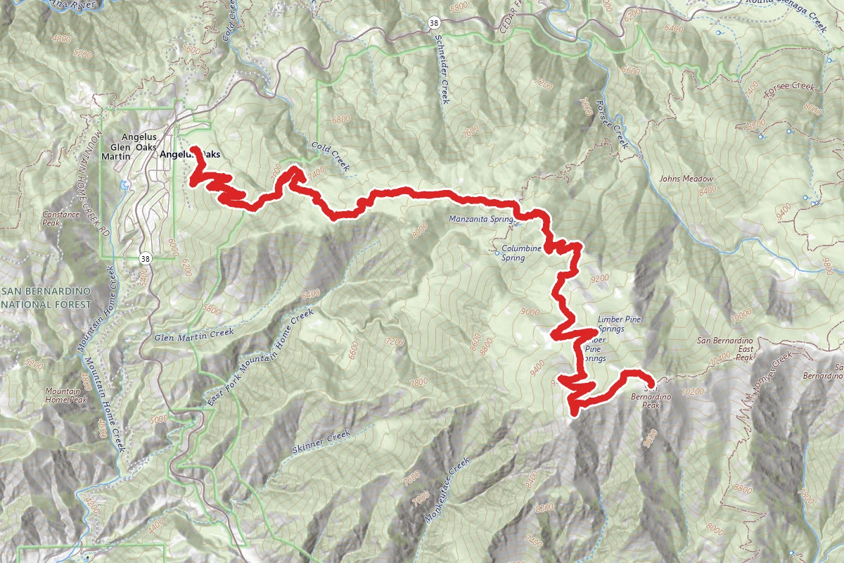 San Bernardino Peak Trail via Angelus Oaks