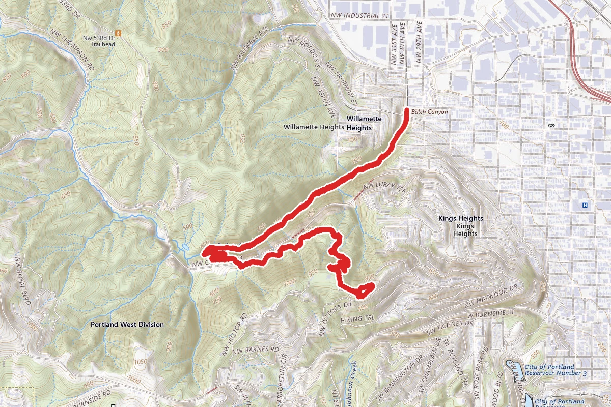 Lower Macleay Park to Pittock Mansion