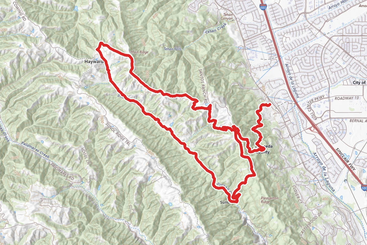 Courdet, Ridgeline, Shady Creek, North Ridge, Cowing, Sinbad Creek, Ridgeline, Courdet Trails Loop
