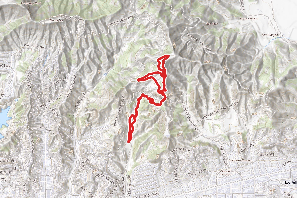 West Trail and Turner Trail to Captains Roost and Mount Hollywood