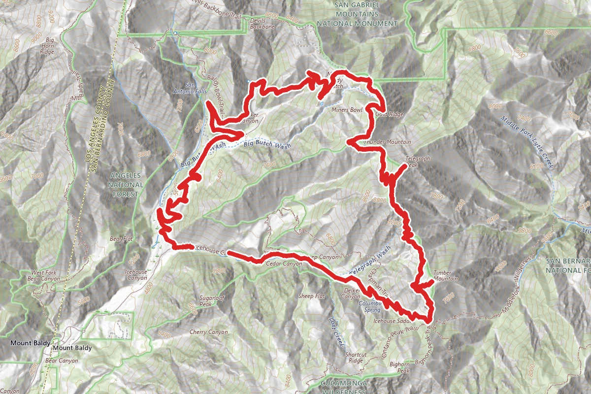 Three T's Trail via Icehouse Canyon