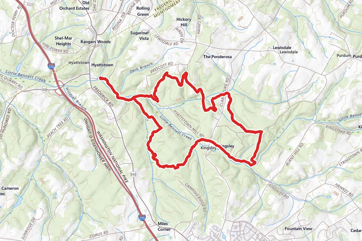 Hyattstown Mill Entrance to Pine Grove, Pine Knob, Purdum, Kingsley, Beaver Valley, Bennett Ridge
