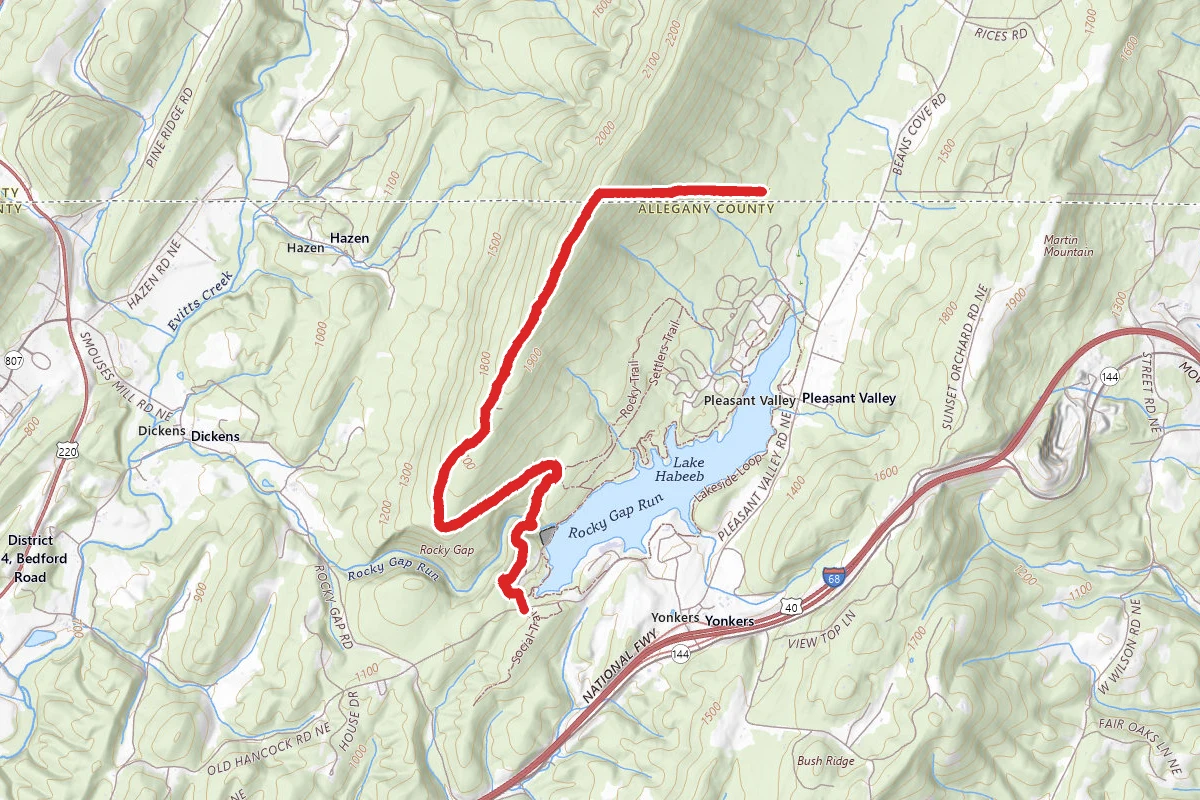 Rocky Gap Canyon to Evitts Summit Trail